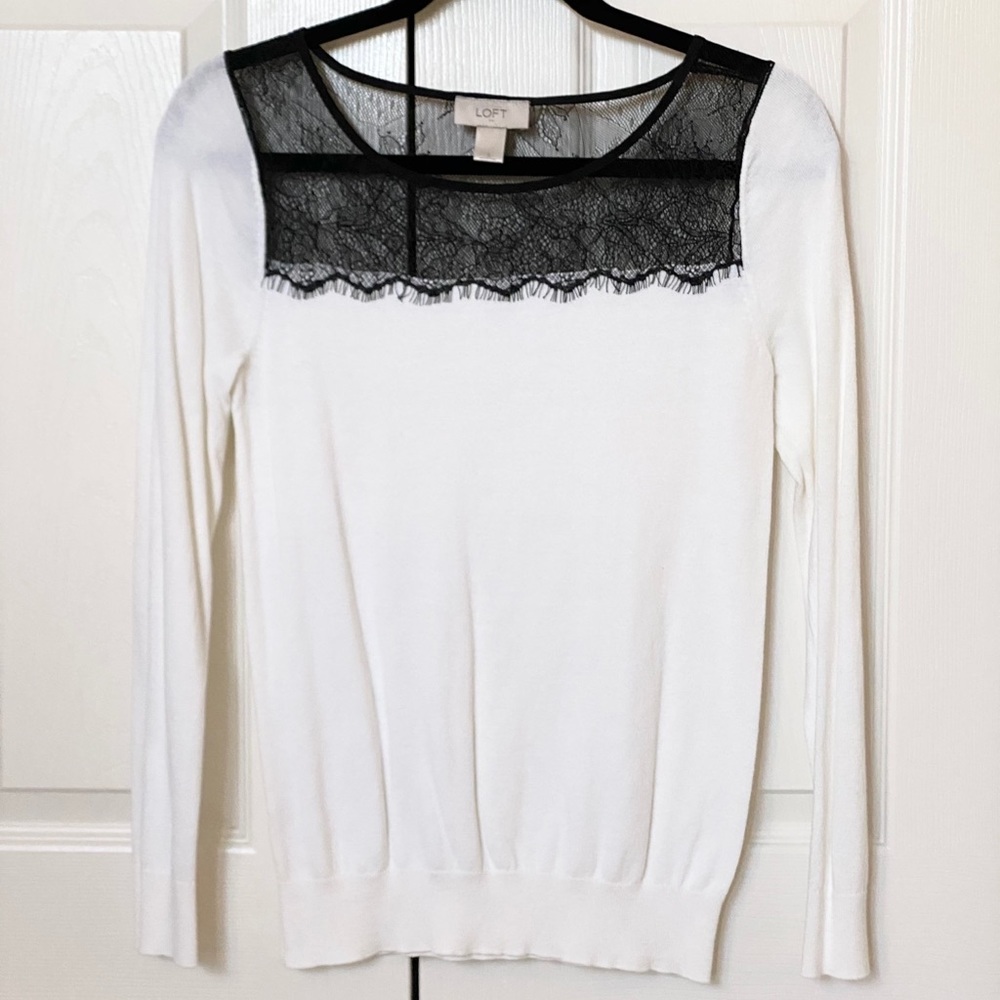 LOFT black lace sweater